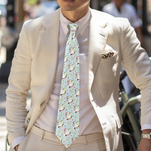 Luna Moth Moon White Cat Green Tie