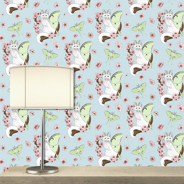 Luna Moth Moon White Cat Green Wallpaper (Creator Uploaded)