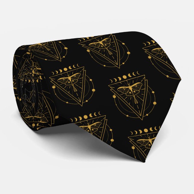 Luna Moth Mystical Designs Tie (Rolled)