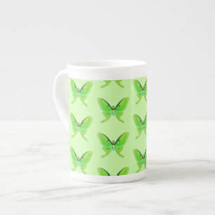 Luna moth on a pale green background bone china mug