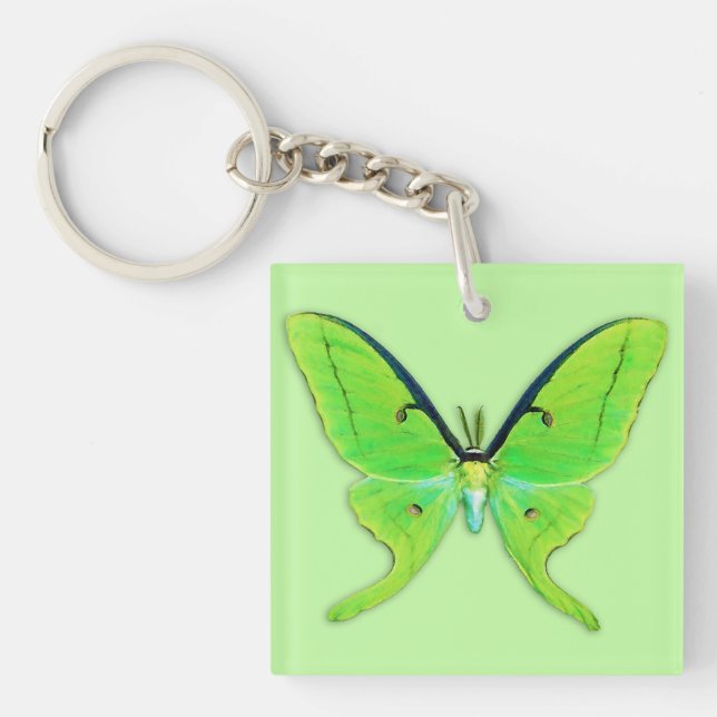 Luna moth on a pale green background key ring (Front)