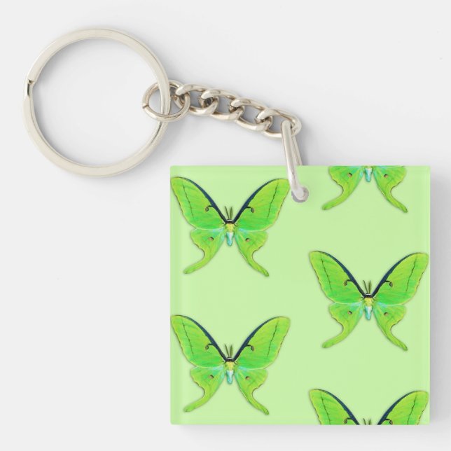 Luna moth on a pale green background key ring (Front)