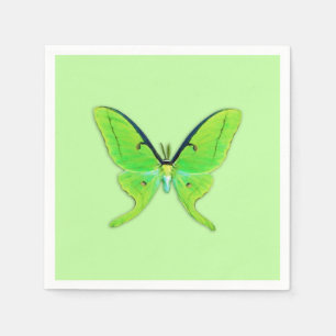 Luna moth on a pale green background napkin