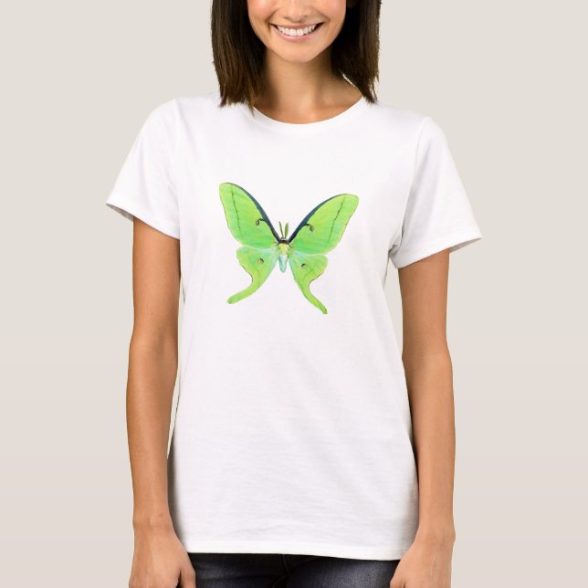 Luna moth on a pale green background T-Shirt (Front)