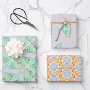 Luna Moth on lavender Wrapping Paper Sheet