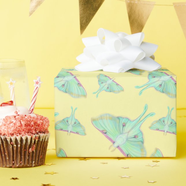 Luna Moth on yellow Wrapping Paper (Birthday Party)