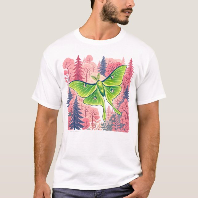 Luna moth pink forest T-Shirt (Front)