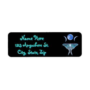 Luna Moth Triple Moon Custom Name Return Address Label