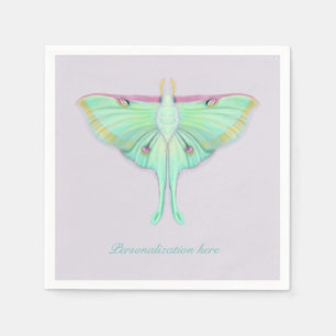Luna Moth with Personalisation on lavender Napkin