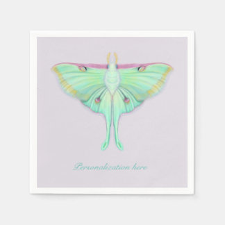 Luna Moth with Personalisation on lavender Napkin