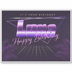 Luna Name Vorname lila retro Sticker Geburtstag