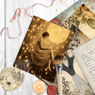 Luna Paper Moon Girl, Vintage Photograph Jazz Age  Postcard