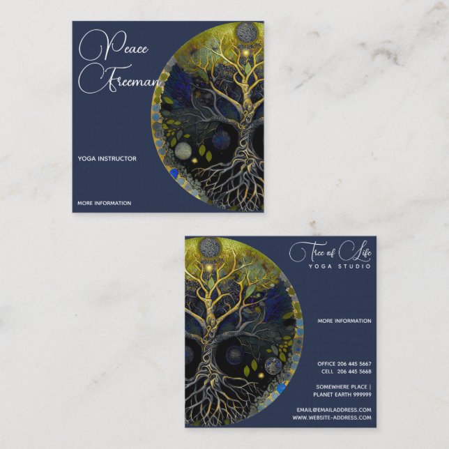 Luna Rising | Tree of Life Square Business Card (Front/Back)