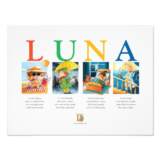 Luna’s Baby Name Poster – A Whimsical Keepsake (Front)