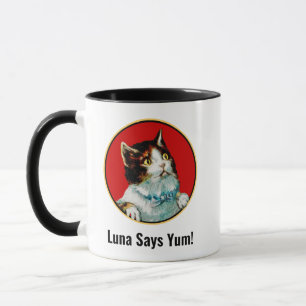 Luna Says Yum Vintage Custom Cat Mug