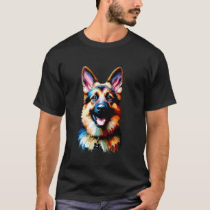LUNA Vibrant German Shepherd Art Unique Pet Lover T-Shirt