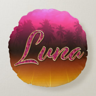 Luna Vorname Name golden pink Kissen Round Cushion
