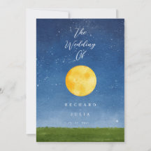 LUNA Wedding Invitation / Watercolor Full Moon
