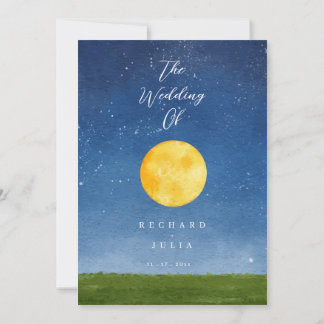 LUNA Wedding Invitation / Watercolor Full Moon