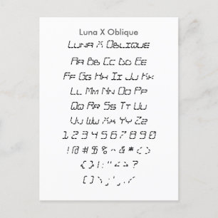 Luna X Oblique - Zazzle Font Sampler Sheet Postcard