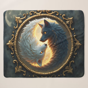Lunar Balance – Where Shadows Embrace the Light. Sherpa Blanket