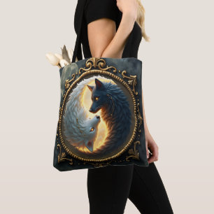 Lunar Balance – Where Shadows Embrace the Light. Tote Bag