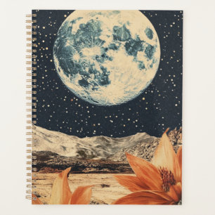 Lunar Bloom Over Sandy Peaks Planner