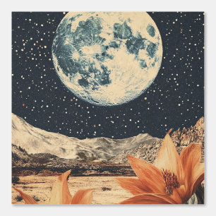 Lunar Bloom Over Sandy Peaks Wallpaper