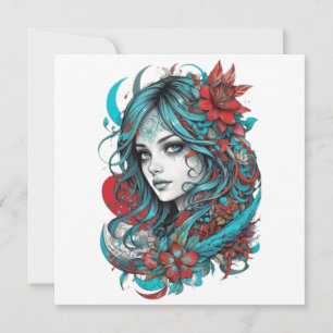 Lunar Blossom Reverie Turquoise Moonchild Crimson  Invitation
