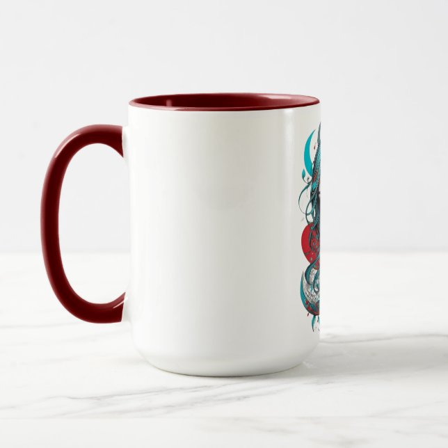 Lunar Blossom Reverie Turquoise Moonchild Crimson  Mug (Left)