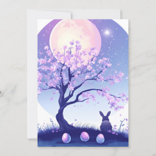 Lunar Bunny Night Holiday Card