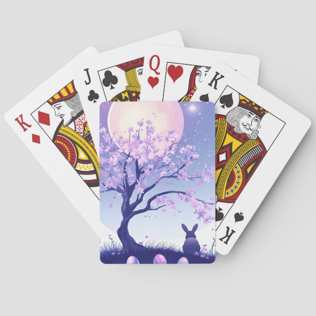 Lunar Bunny Night Playing Cards (Back)