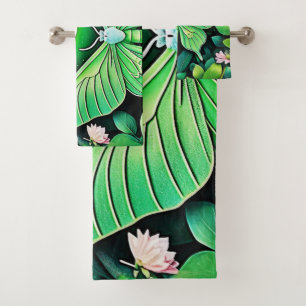 Lunar Butterfly Bloom Design Bath Towel Set