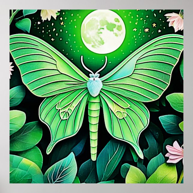 Lunar Butterfly Bloom Design Poster (Front)