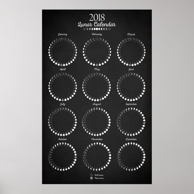 Lunar Calendar 2018 Black Poster (Front)