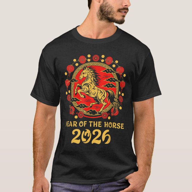 Lunar Chinese New Year 2026 Year Of The Horse Zodi T-Shirt (Front)