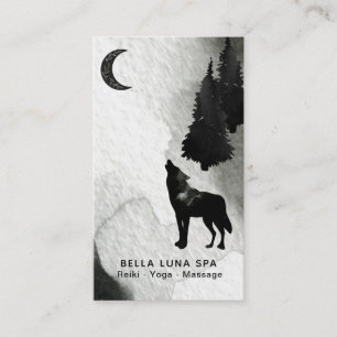 *~* Lunar Cosmic Moon Howling Wolf Pine Trees Business Card