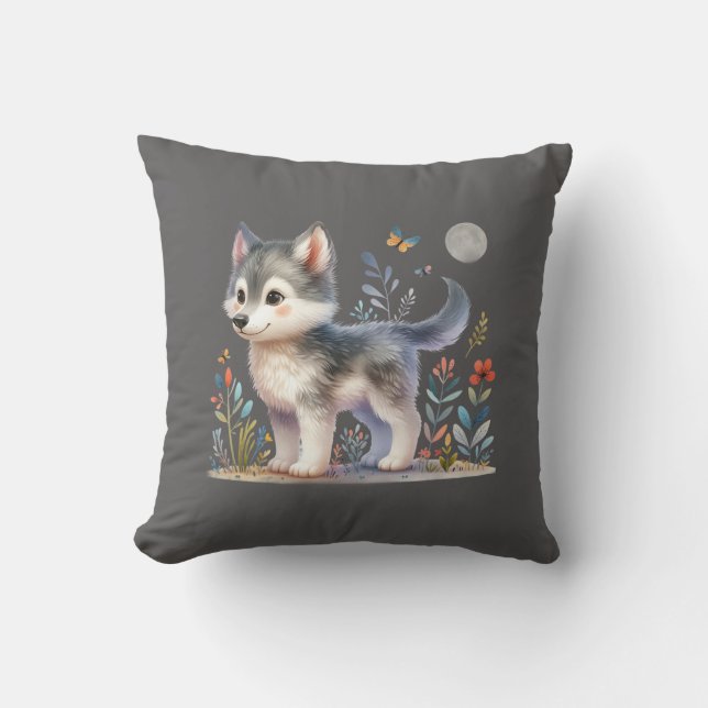 Lunar Cub - Baby Wolf Pillow (Front)