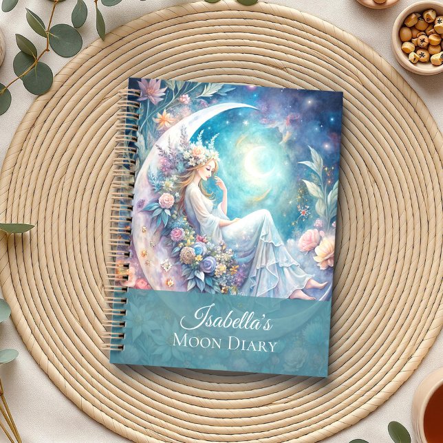 Lunar Dreams Fairy Planner (Lunar Dreams Fairy Planner on a boho table with eucalyptus and a cup of tea.)