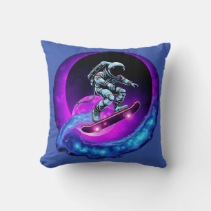 Lunar Drift Skateboard pillow– Neon Space pillows 