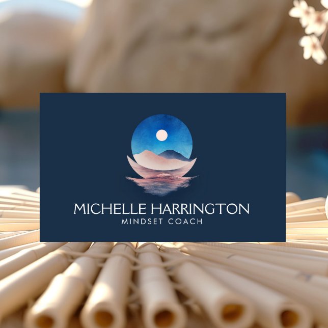 Lunar Echo Blue Full Moon Writer, Life Coach  Business Card (Creator Uploaded)