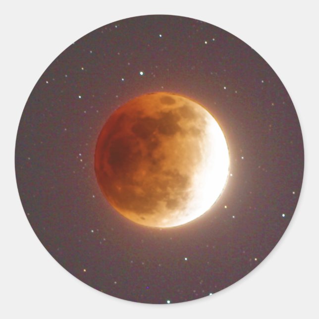 Lunar Eclipse Blood Moon Classic Round Sticker (Front)