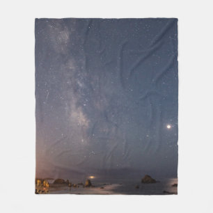 Lunar Eclipse & Milky Way Bandon Beach Oregon Fleece Blanket