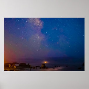 Lunar Eclipse & Milky Way   Bandon Beach, Oregon Poster