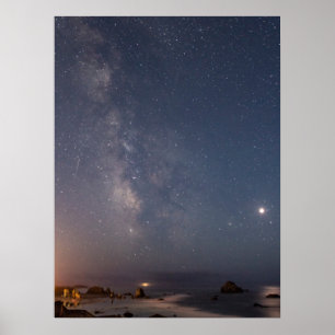 Lunar Eclipse & Milky Way Bandon Beach Oregon Poster