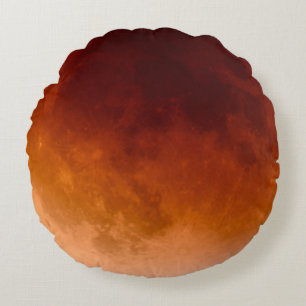 lunar eclipse Orange Mond Moon Round Cushion