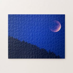 Lunar Eclipse Over Forest Zug, Switzerland Jigsaw Puzzle