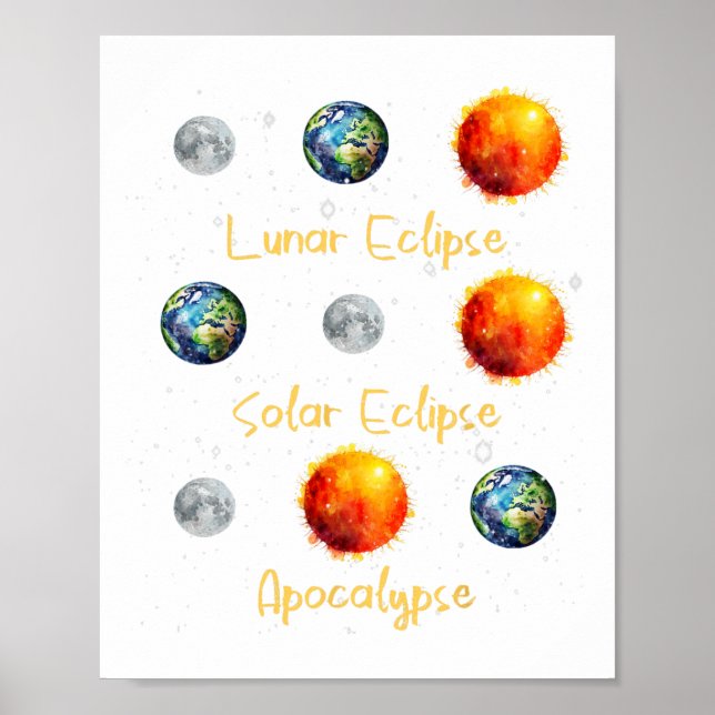 Lunar Eclipse Solar Eclipse And Apocalypse Funny S Poster (Front)