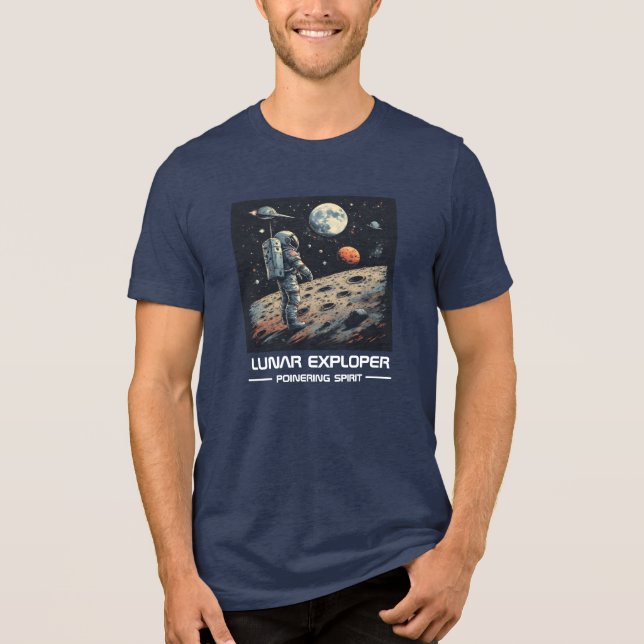 Lunar Explorer Powering Spirit Astronaut T-Shirt Tri-Blend Shirt (Front)
