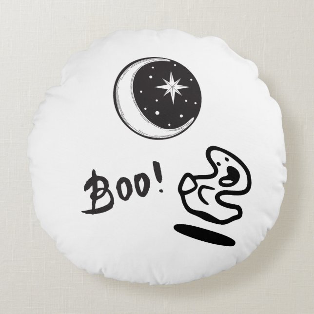 Lunar Ghost Boo Round Cushion (Front)
